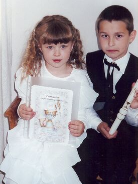Autor: Martin Holík
Název: Se starším bratrem Honzíkem, 17. června 2001 (5,7 roku)